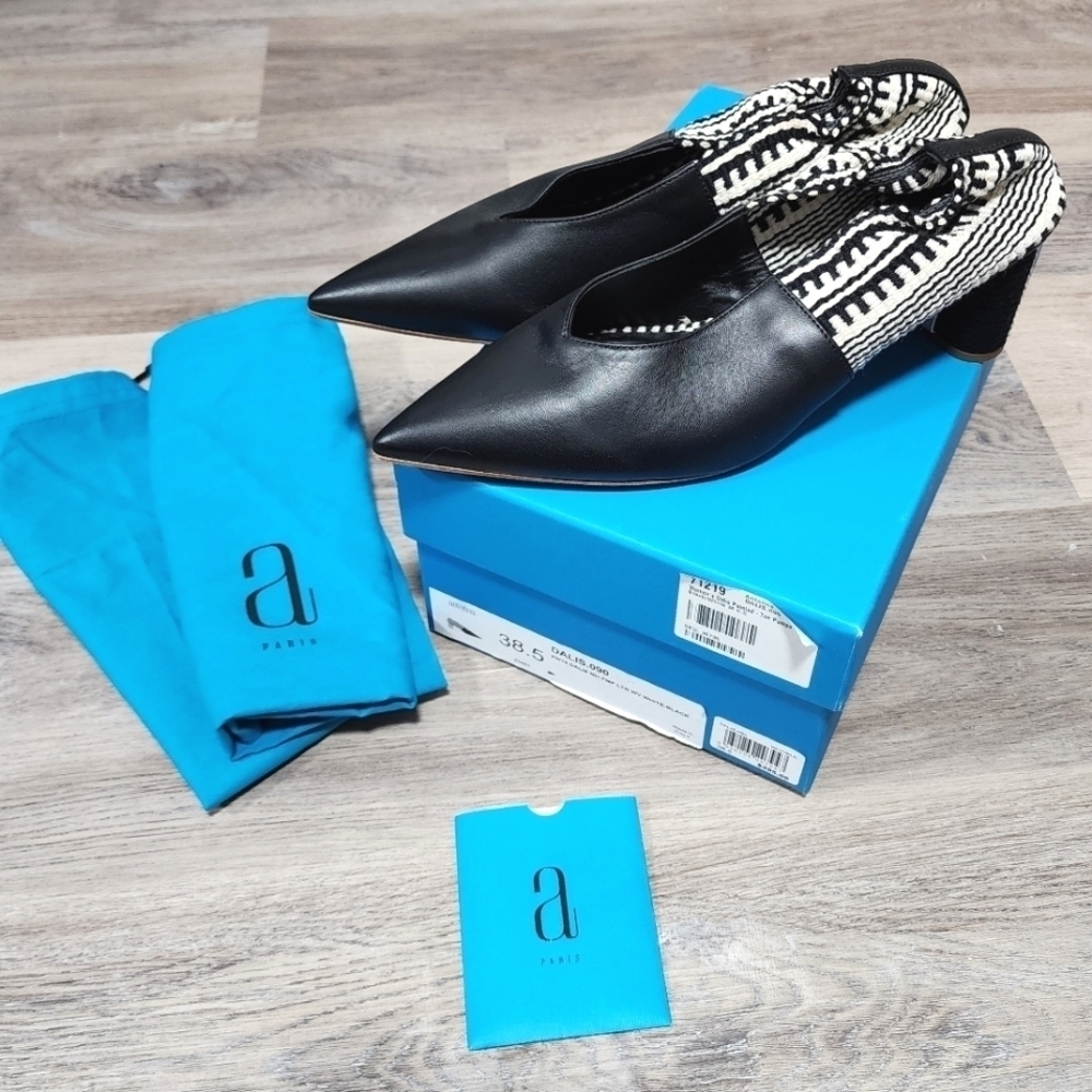 Antolina Dalis Pointed Toe Pumps Black Cream Size 38.5 EU 8 US $495 Retail Italy